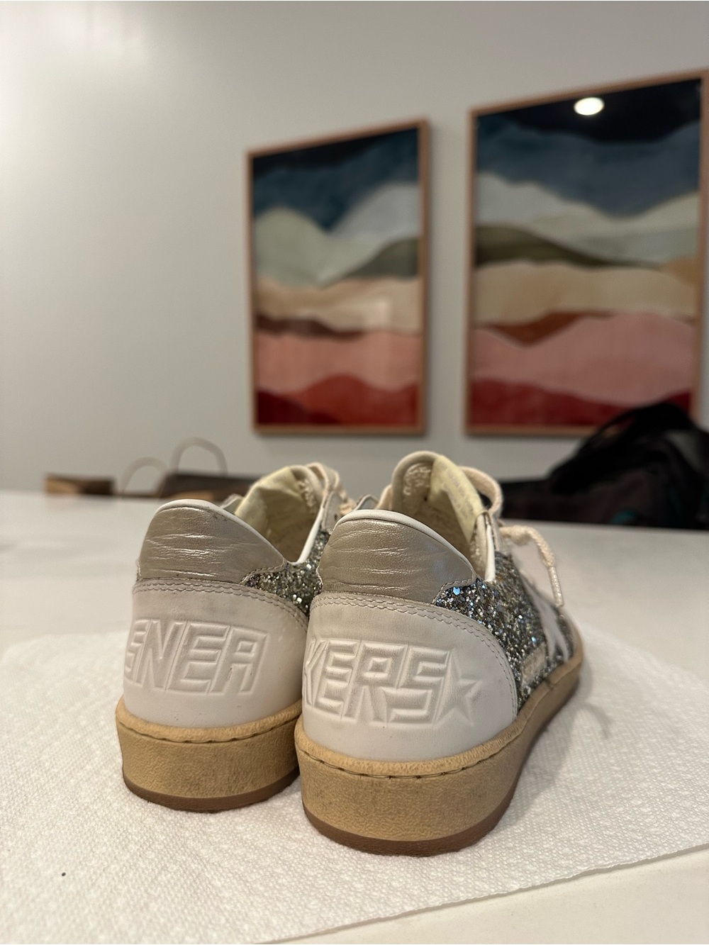 Golden Goose Women's Silver/Gold Glitter Star Sneakers - Picture 8 of 8